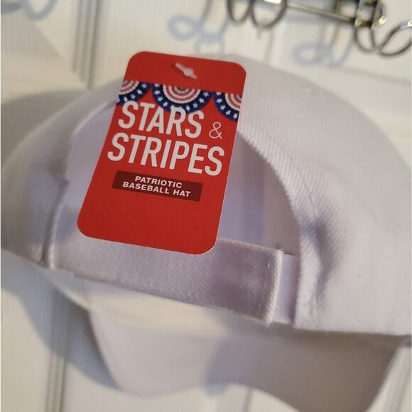 NWT USA white baseball hat Unisex Velcro closure OS - Picture 2 of 3